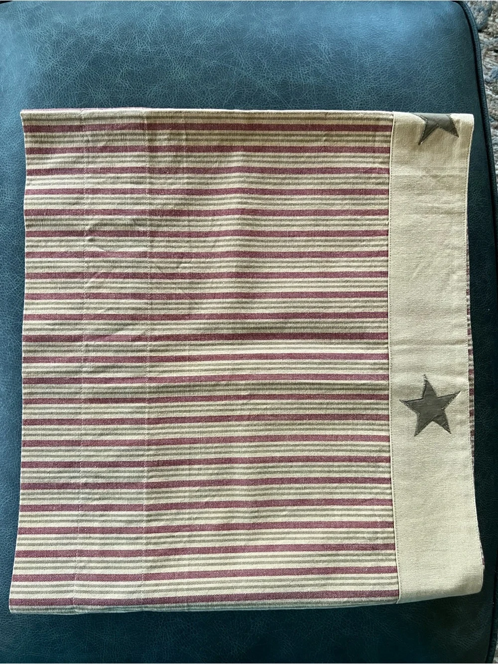 Table Runner Cotton Stars and Stripes in Tan Navy Dark Red 16” x 72”